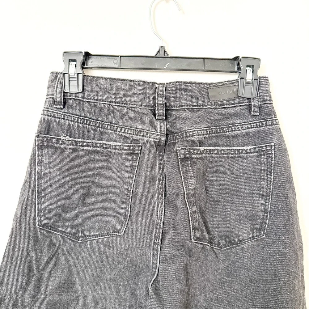 DL1961 Hepburn Wide Leg High Rise Jeans Jet Black Size 26 Anthropologie Distress